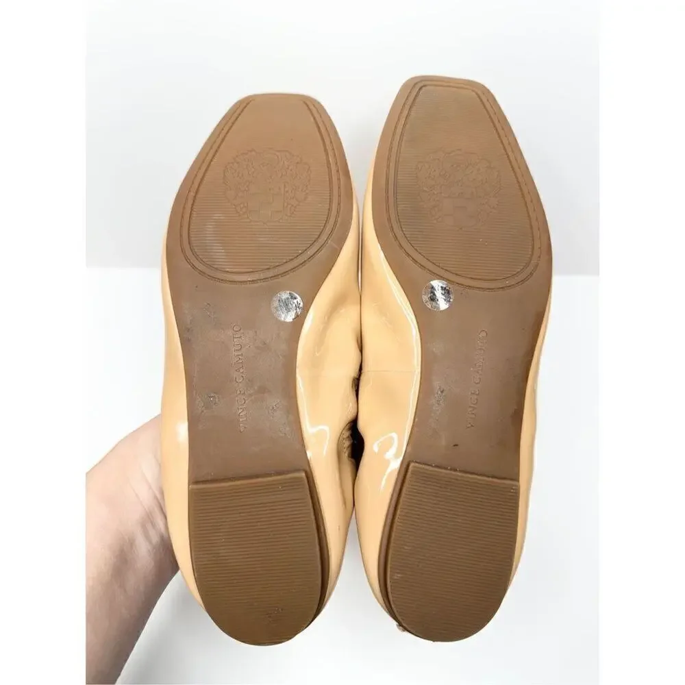 Vince Camuto Flats Womens Size 6 Tan Patent Leather Slip On‎ Ballet Shoes